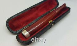 Antique Cherry Amber & Solid Siver Cigarette Holder Case