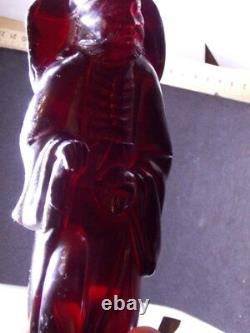 Antique Cherry Amber bakelite Carved Figurine Statuette 320g bakalit