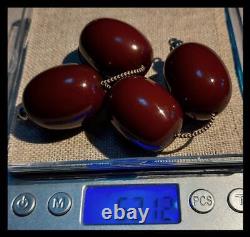 Antique Cherry Bakelite Faturan Greek Begleri Mini Komboloi 4 Beads 53grs