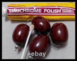 Antique Cherry Bakelite Faturan Greek Begleri Mini Komboloi 4 Beads 53grs