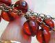 Antique Cherry Red Amber Bead Dangle Necklace Rare 24 Gram Tested