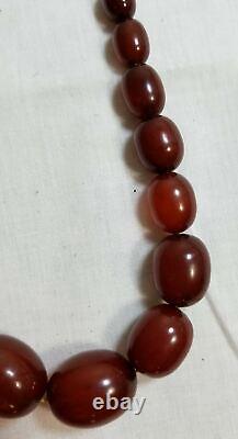 Antique Chinese Cherry Amber Bakelite Prayer Necklace Catalin Faturan