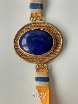 Antique Chinese China Red Amber Court Necklace Qing Dynasty Lapis Lazuli