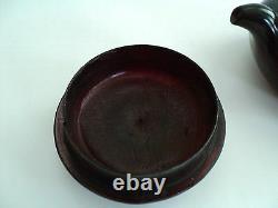 Antique Chinese Dark Cherry Amber Individual Teapot, Incised Decoration