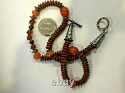 Antique Chinese Natural Red Jasper Amber Agate Cristal Necklace 18.5l