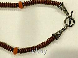 Antique Chinese Natural Red Jasper Amber Agate Cristal Necklace 18.5l
