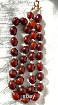 Antique Chinese Qing Ming Baltic Butterscotch Cherry Amber Bead Necklace