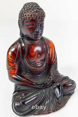 Antique Chinese Sino Tibetan Cherry Baltic Amber Seated Buddha Figure