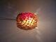 Antique Czech Glass Flower Red / Amber Beaded Bulb Cover Shade Rewoven 3 3/4