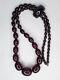 Antique Dark Cherry Amber Bakelite Faturan Marbled Beads Necklace 35.4 3.7oz