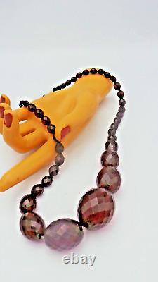 Antique Deco Antique CHERRY AMBER Bakelite Graduated Faceted Beads NECKLACE 71 g