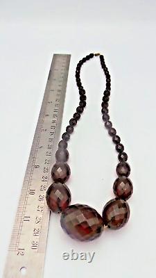 Antique Deco Antique CHERRY AMBER Bakelite Graduated Faceted Beads NECKLACE 71 g