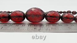 Antique Deco Antique CHERRY AMBER Bakelite Graduated Faceted Beads NECKLACE 71 g