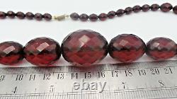 Antique Deco Antique CHERRY AMBER Bakelite Graduated Faceted Beads NECKLACE 71 g