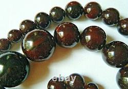 Antique Estate dark brown Cherry Amber Bakelite necklace Art Deco 34 134gram