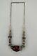 Antique Ethnic Yemen Silver Necklace With Faturan Cherry Amber Marbled