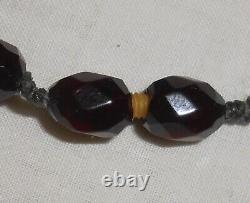 Antique Faceted Cherry Amber Bakelite 34 Necklace 82 grams