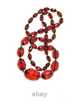 Antique Faceted Cherry Amber Bakelite Necklace