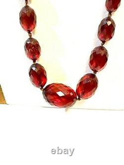 Antique Faceted Cherry Amber Bakelite Necklace