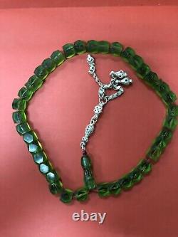Antique Faceted Green Damari Cherry Amber bakelite islamic prayer 37 beads R1