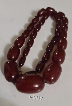 Antique Faturan Amber Cherry Bakelite Necklace, Gold 333 Silver 835 Lock