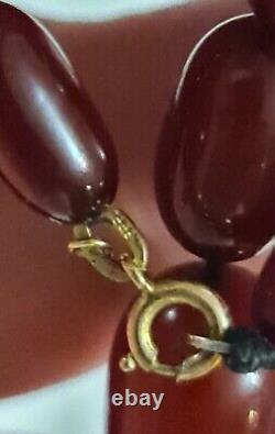 Antique Faturan Amber Cherry Bakelite Necklace, Gold 333 Silver 835 Lock