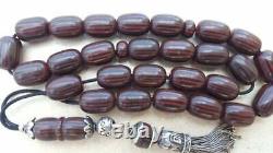 Antique Faturan Bakelite Cherry Amber Islamic Prayer Beads Red Dark Rosary 55gr