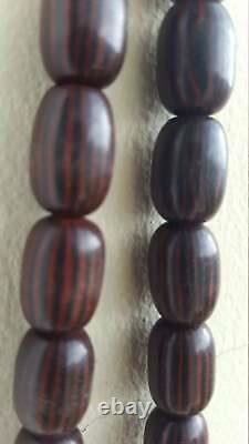 Antique Faturan Bakelite Cherry Amber Islamic Prayer Beads Red Dark Rosary 55gr