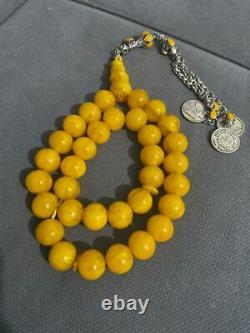 Antique Faturan Bakelite misky veins Prayer beads necklace 85 gra