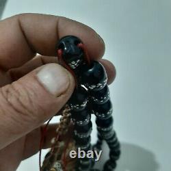 Antique Faturan Bakelite misky veins cherry amber Prayer beads 82