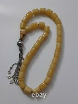 Antique Faturan Bakelite misky veins damari Prayer beads necklace 82 gram