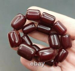 Antique Faturan Cherry Amber Bakelite 15 Beads Marbled 39 Grams