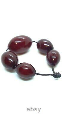 Antique Faturan Cherry Amber Bakelite Beads Damrari/Veins 24.5 Grams