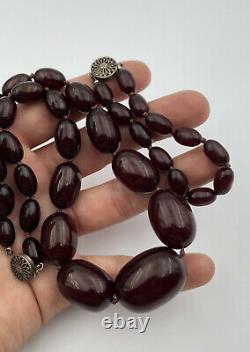 Antique Faturan Cherry Amber Bakelite Graduated Bracelet & Necklace 59 Grams