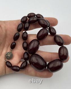 Antique Faturan Cherry Amber Bakelite Graduated Bracelet & Necklace 59 Grams
