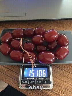 Antique Faturan Cherry Amber Bakelite Huge Beads 151 grams