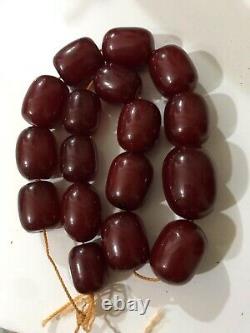Antique Faturan Cherry Amber Bakelite Huge Beads 151 grams