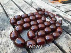 Antique Faturan Cherry Amber Bakelite Islamic Misbaha Tesbih Prayer Beads 100gr