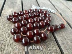 Antique Faturan Cherry Amber Bakelite Islamic Ottoman Misbaha Prayer Beads 55gr