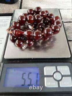 Antique Faturan Cherry Amber Bakelite Islamic Ottoman Misbaha Prayer Beads 55gr