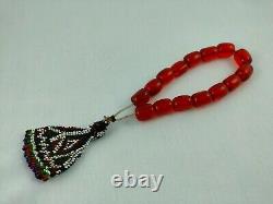 Antique Faturan Cherry Amber Bakelite Islamic Prayer Beads 42 grams