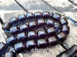 Antique Faturan Cherry Amber Bakelite Islamic Tesbih Blue Color Prayer Beads 70g