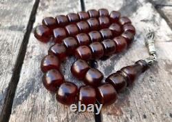 Antique Faturan Cherry Amber Bakelite Islamic Tesbih Misbaha Prayer Beads 50gram