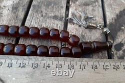 Antique Faturan Cherry Amber Bakelite Islamic Tesbih Misbaha Prayer Beads 50gram
