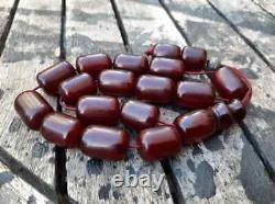 Antique Faturan Cherry Amber Bakelite Islamic Tesbih Old Veins Prayer Beads 90gr