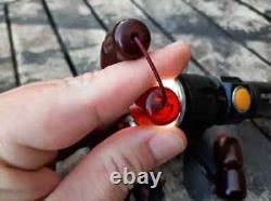 Antique Faturan Cherry Amber Bakelite Islamic Tesbih Old Veins Prayer Beads 90gr