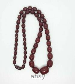 Antique Faturan Cherry Amber Bakelite Necklace 97 Grams