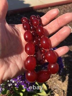 Antique Faturan Cherry Amber Bakelite Necklace Heavy 78g MINTY 41 Long XXL