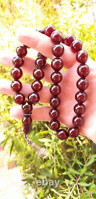 Antique Faturan Cherry Amber Bakelite Prayer Beads Rosary Tesbih Misbah Veins 70