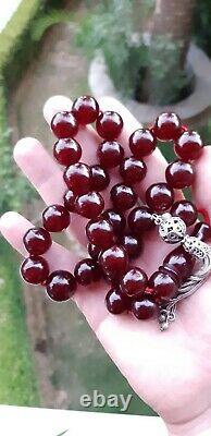 Antique Faturan Cherry Amber Bakelite Prayer Beads Rosary Tesbih Misbah Veins 98